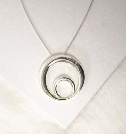 Circle with Inner Circle Short Silver Necklace