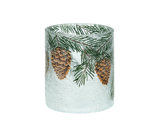 Glass Hurricane with Pine Cones (Assorted Sizes)