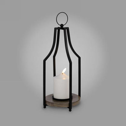 Black Metal Lantern with LED Candle 13"