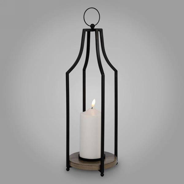 Black Metal Lantern with LED Candle 17"