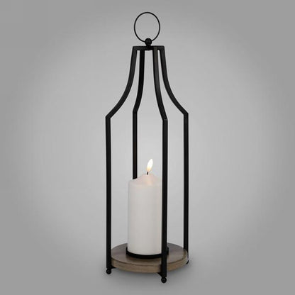 Black Metal Lantern with LED Candle 17"