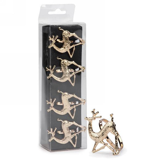 Deer Napkin Rings Gold s/4