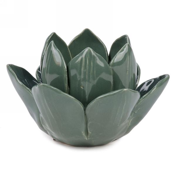 Sage Green Flower Candle Holder