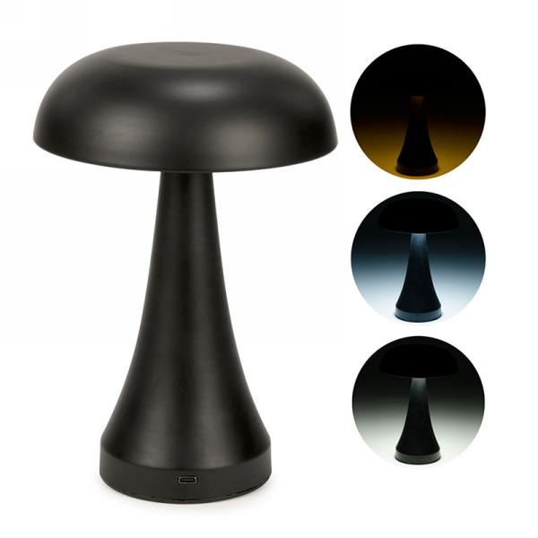 Black Metal Mushroom LED Lamp