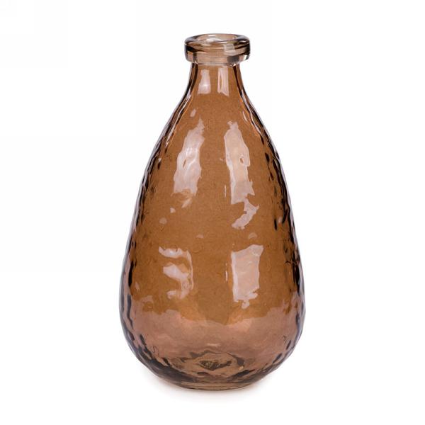 Brown Glass Textured Vase 8"