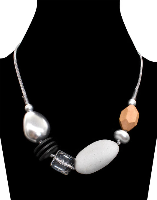 Grey and Wooden Necklace