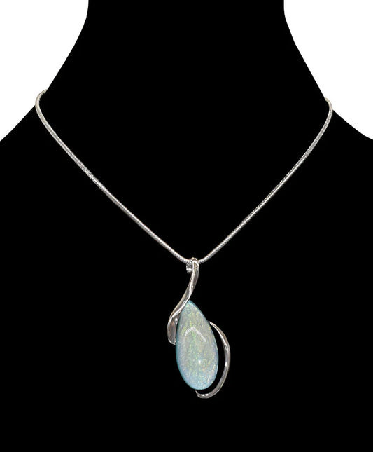 Resin Aqua Oval Necklace