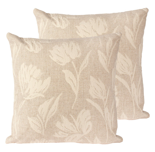 Floral Cream and Beige Cushion