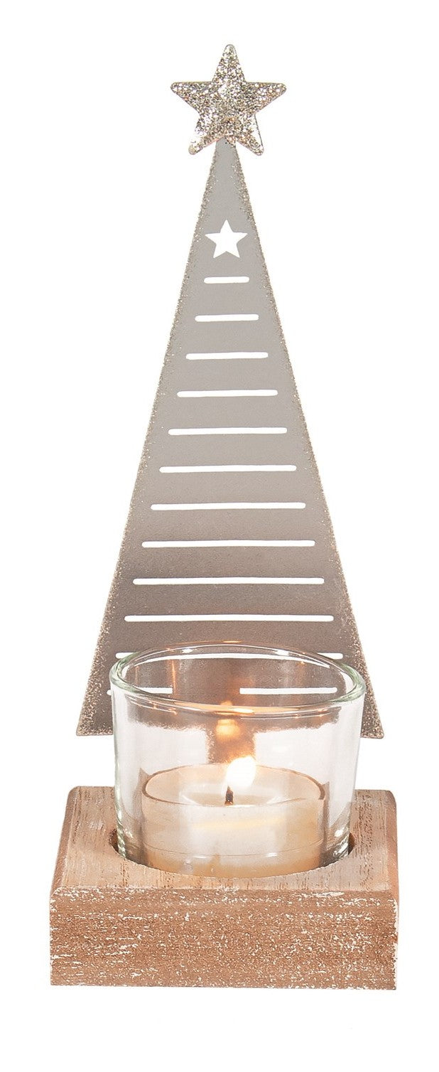 White with Silver Tree Tealight Holders - Assorted Styles