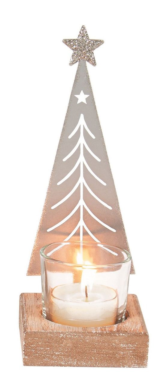 White with Silver Tree Tealight Holders - Assorted Styles