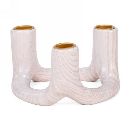 Taper Candle Holder Ceramic White and Gold (2 Sizes)