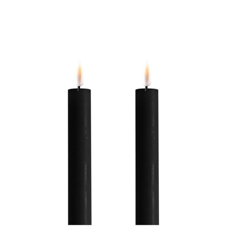 Black Wetlook LED Dinner Candle 6" (Set of 2)