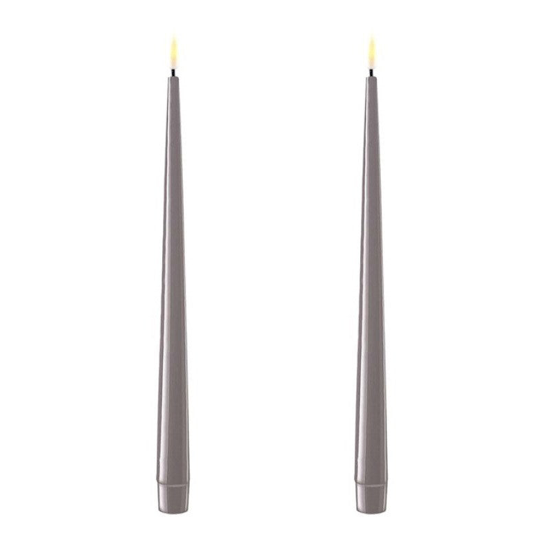 Glossy Grey Wetlook LED Tapers 11" (Set of 2)