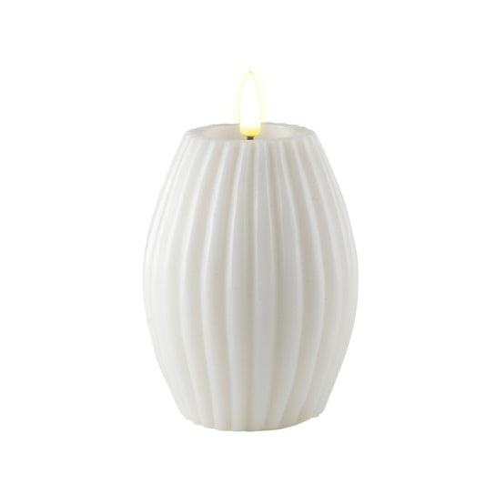 White Stripe Wetlook LED Candle 3" x 4"