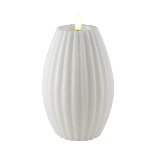 White Stripe Wetlook LED Candle 4" x 6"