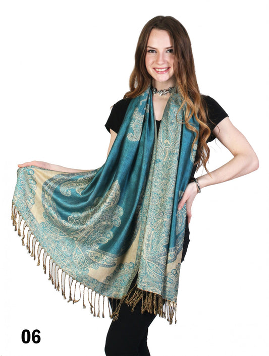 Paisley Print Pashmina Teal