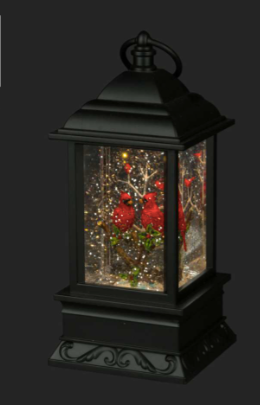 Black Cardinal Water Lantern with LED Lights