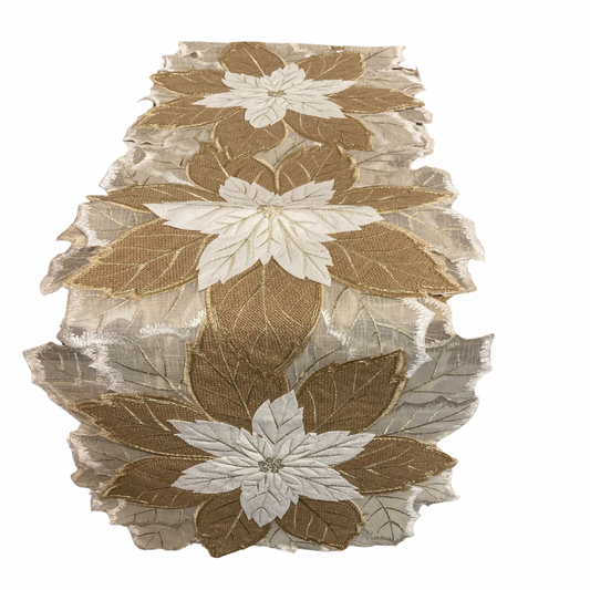 Natural Poinsettia Runner 14" x 72"