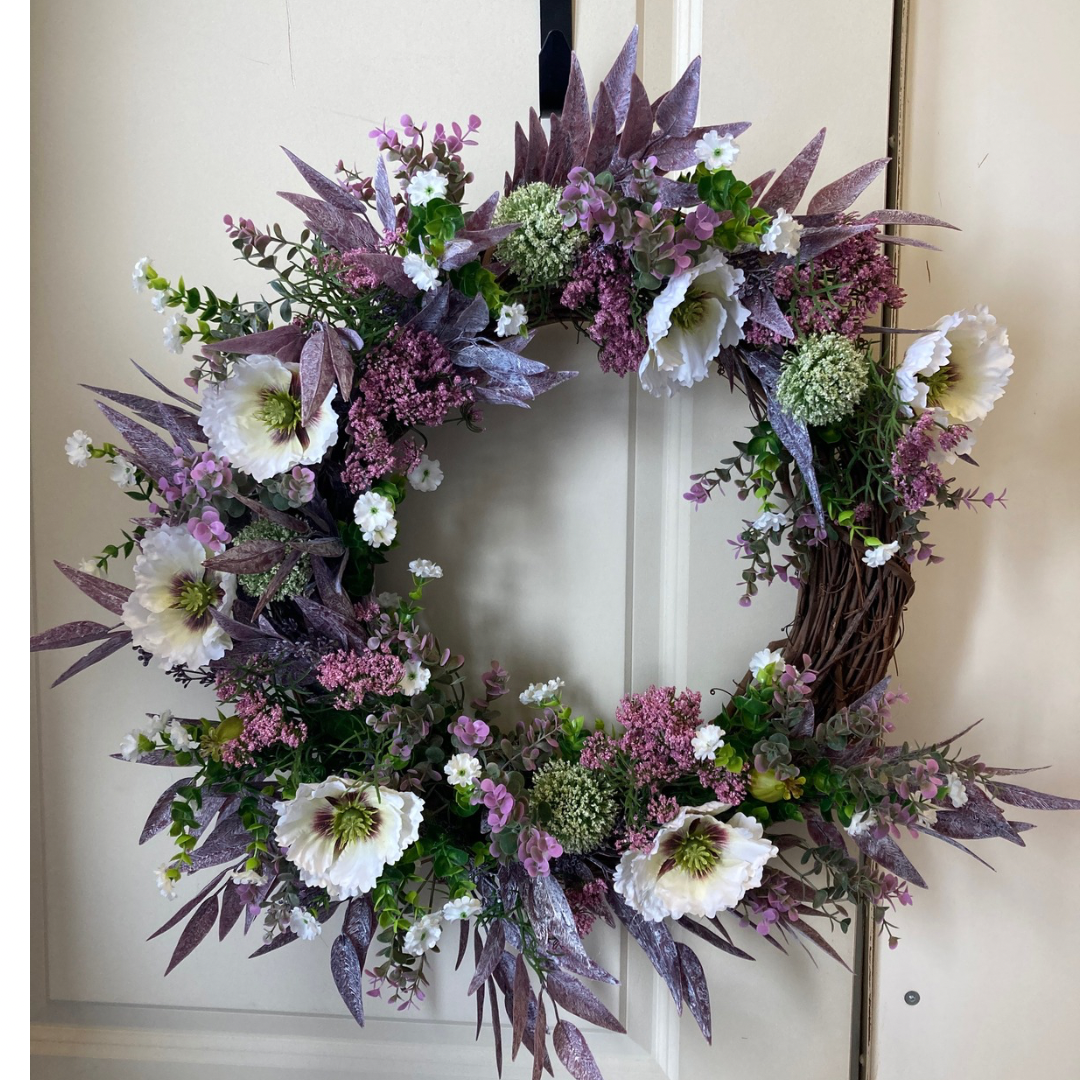 Spring Purple and White Wreath *Store Pick Up Only