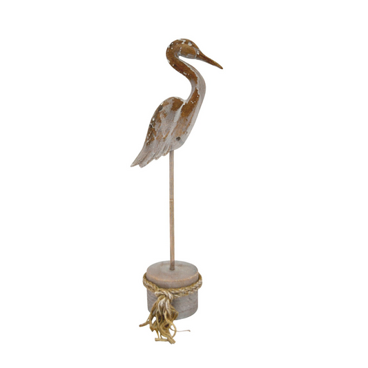 Wooden Heron on Stand