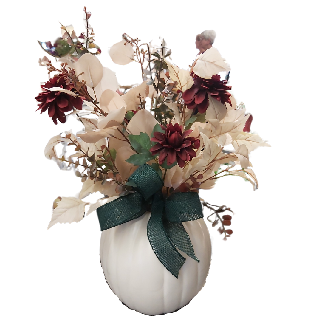 Fall Floral in Cream Pumpkin Vase **Store Pickup Only**