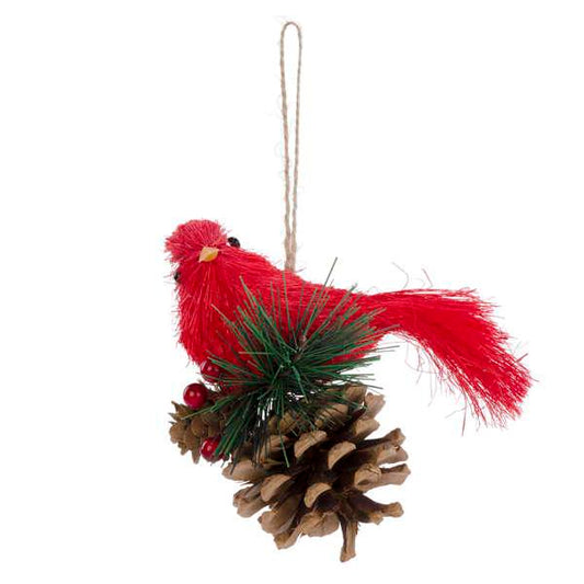 Cardinal on Pinecone Ornament