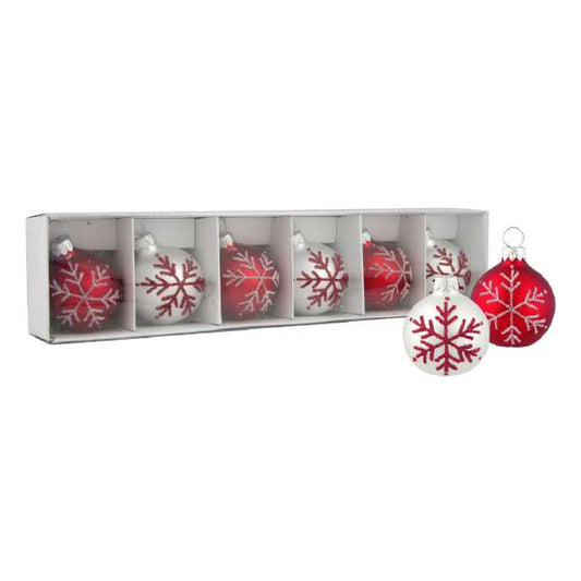 Place Card Holders s/6 Red/White Snowflake