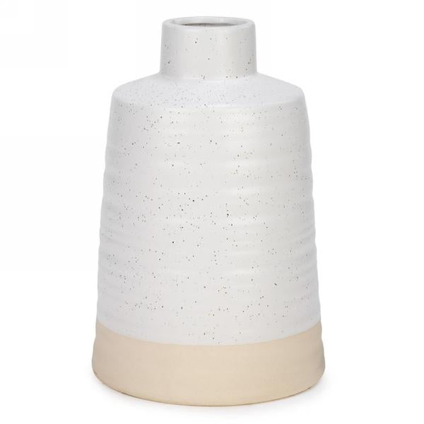 Ridged Vase with Cream Base