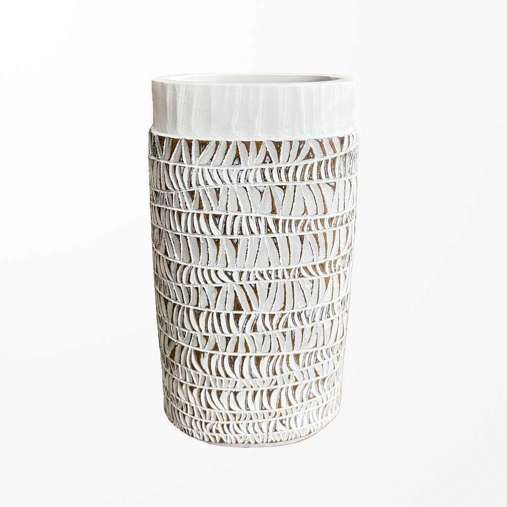 Natural and White Textured Vase 12"