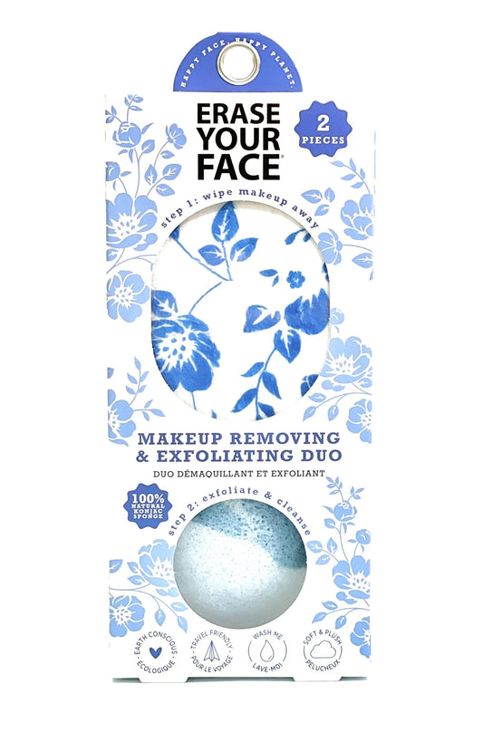 Erase Your Face Makeup Removing and Exfoliating Duo - Floral Pattern