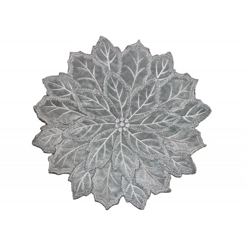 Silver Poinsettia Placemat 16" dia