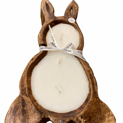 Wooden Bunny Dough Bowl Candle -  Assorted
