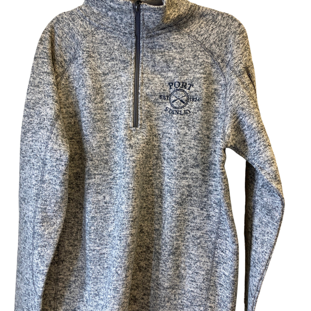 One Quarter Zip Heathered Grey Sweatshirt