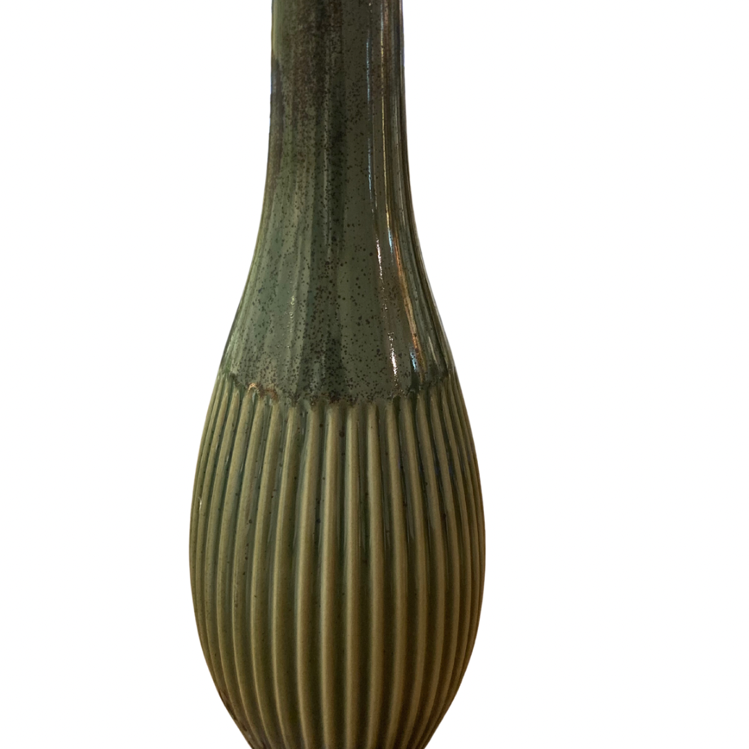 Green Ridged Vase