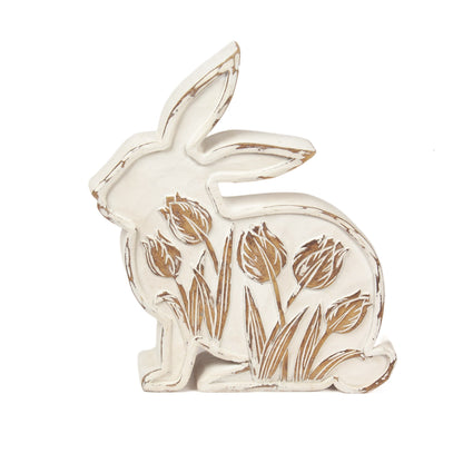 White Rabbit Figurine with Tulips - 2 sizes