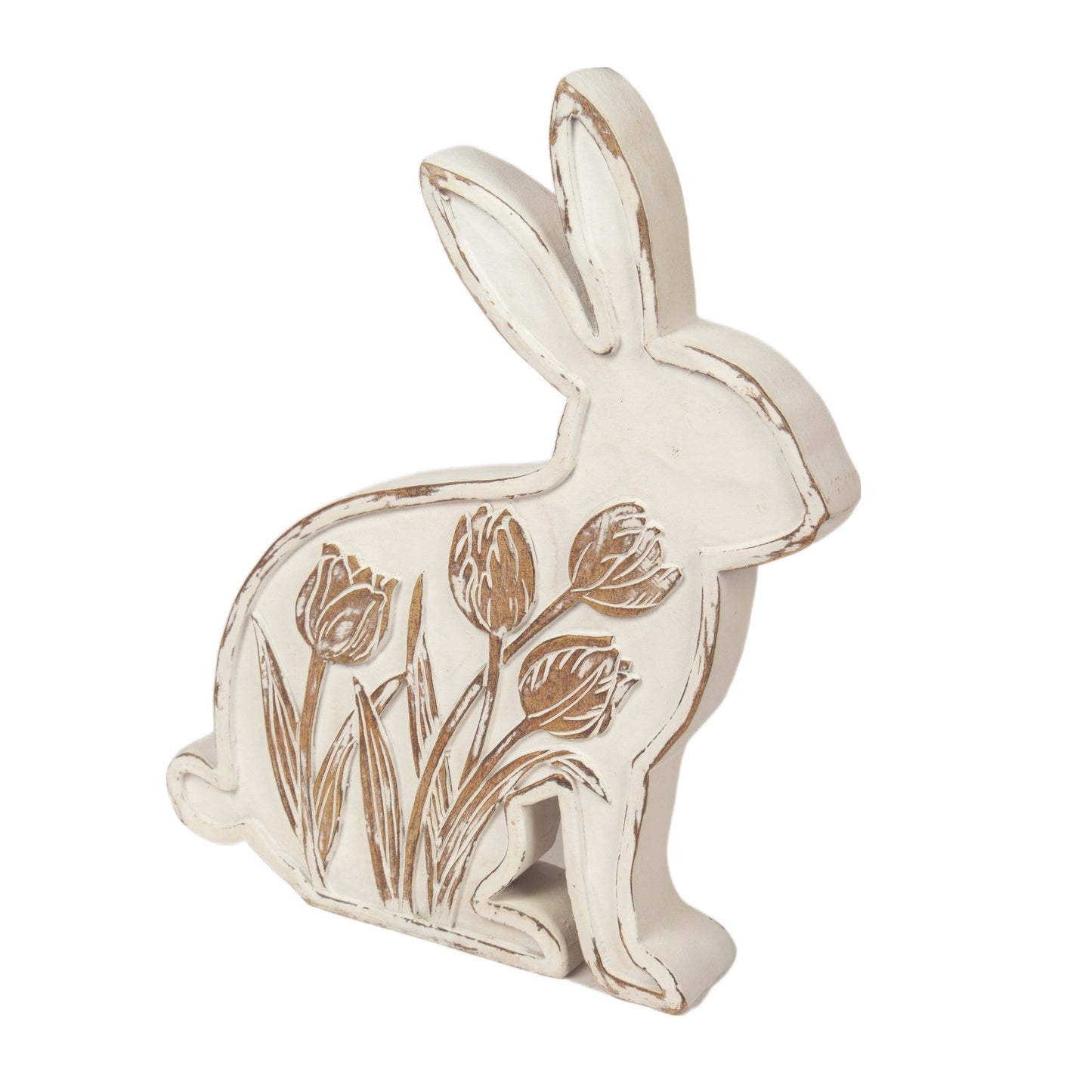 White Rabbit Figurine with Tulips - 2 sizes