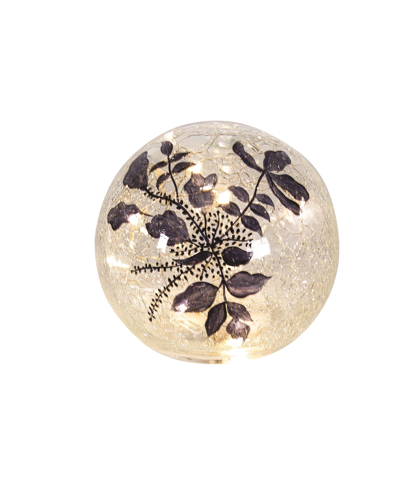 Navy Leaves Cracked Glass Globe