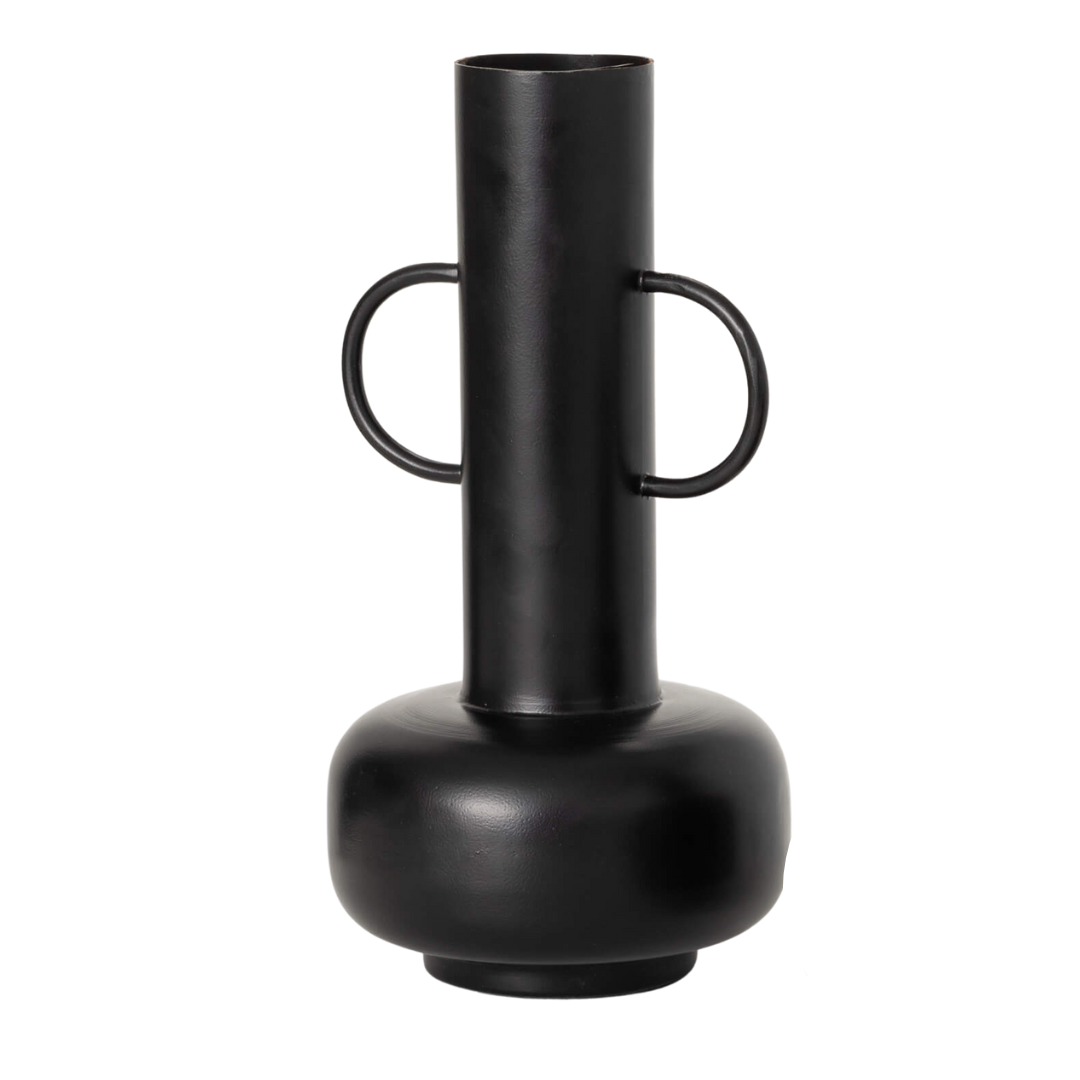 Black Metal Handled Vase (2 Sizes)