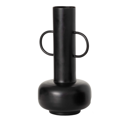 Black Metal Handled Vase (2 Sizes)