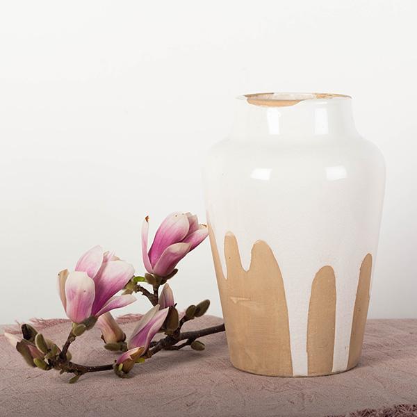 Cream and Tan Vase