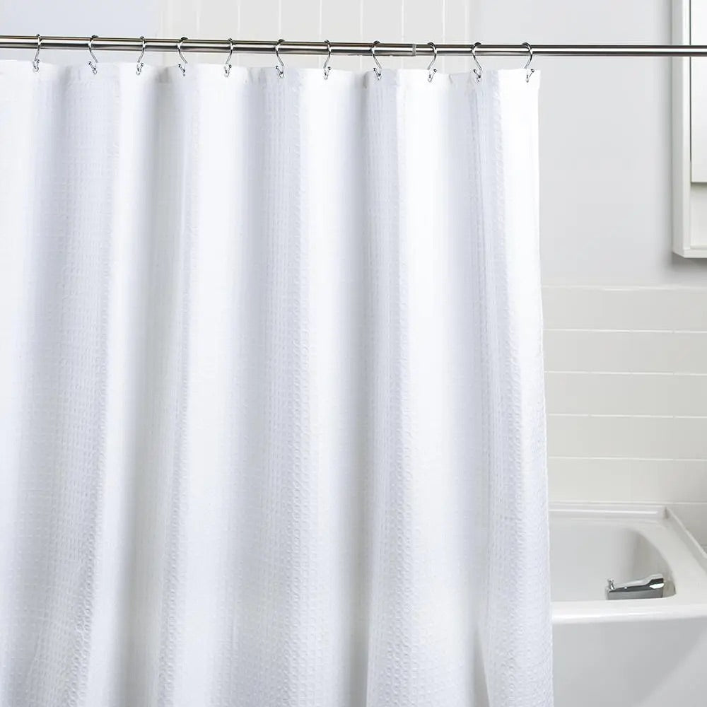 Belgian White Waffle Textured Shower curtain