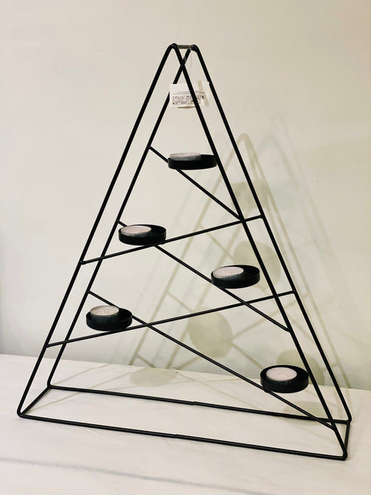 Black Metal Triangular Votive Stand