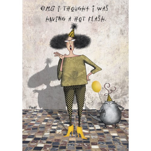 Lady in Party Hat - Birthday Card