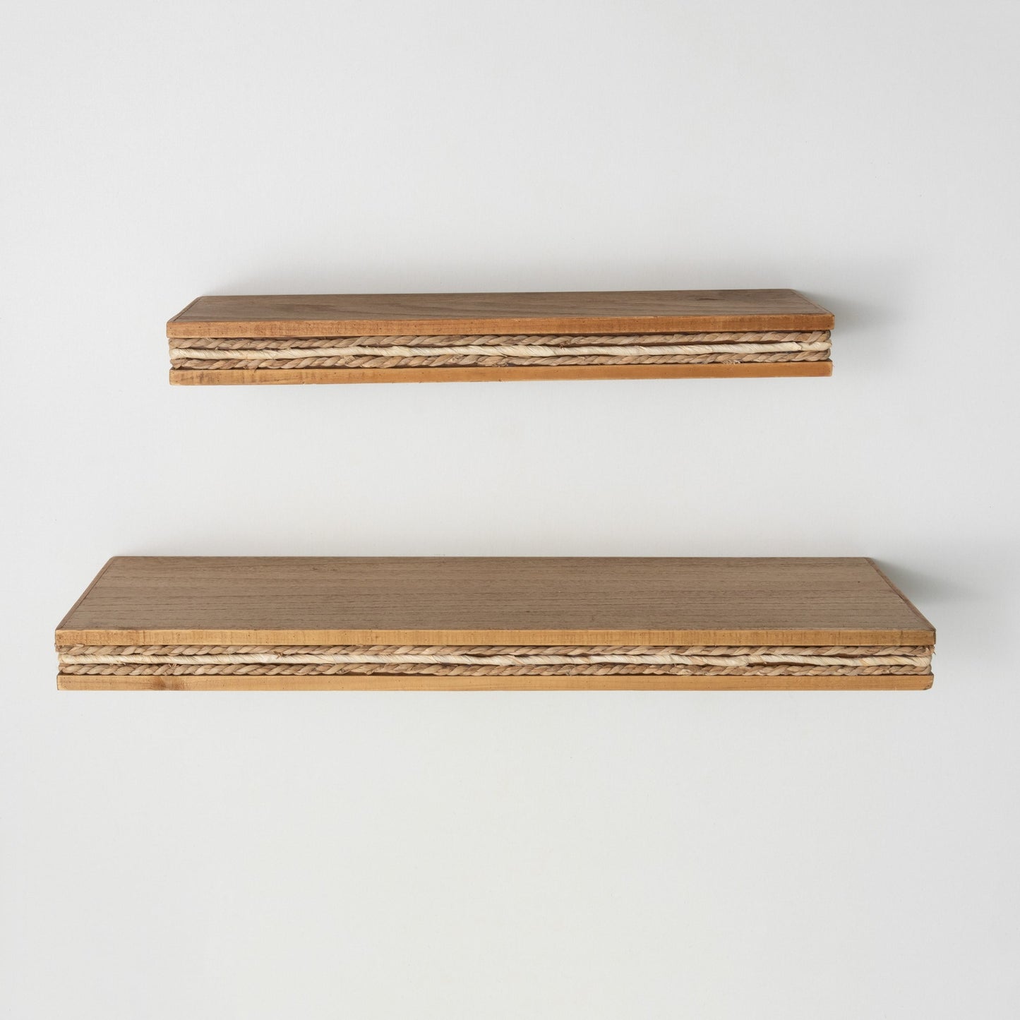 Floating Wood Shelf with Braided Grass Detail (2 Sizes)